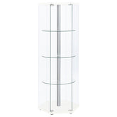 Best Furniture Outlet - Coaster - Zahavah 4-shelf Hexagonal Clear Glass Curio Cabinet White - 950001